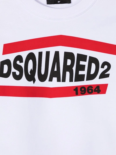 Dsquared2 Logo Print Cotton Sweatshirt In White