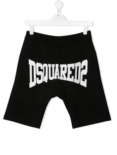 Shop Dsquared2 Teen Logo-print Track Shorts In Black