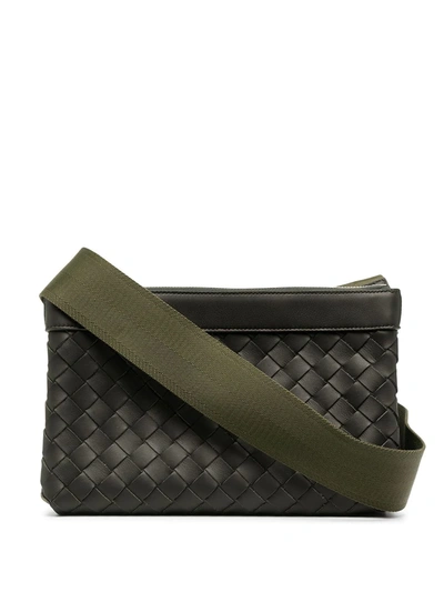 Shop Bottega Veneta Intrecciato Leather Messenger Bag In Green