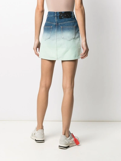 Shop Off-white High-waisted Ombré Denim Skirt In Blue
