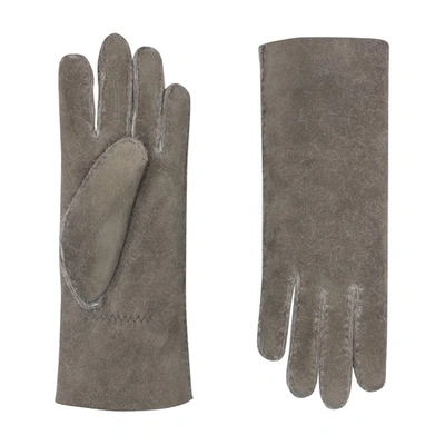 Shop Agnelle Denise Shearling Skin Gloves In Moka