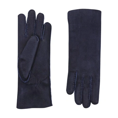 Shop Agnelle Denise Shearling Skin Gloves In Navy