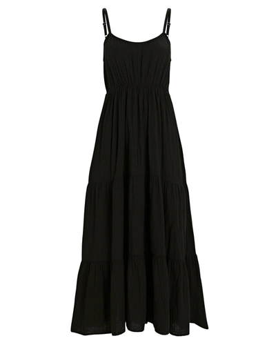 Shop Xirena Ali Cotton Gauze Midi Dress In Black