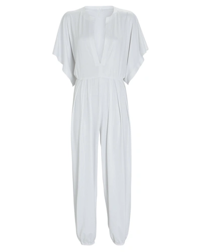 Shop Norma Kamali Rectangle Jog Cropped Jumpsuit In White