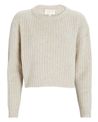 Shop Divine Héritage Cropped Wool-cashmere Sweater In Ivory