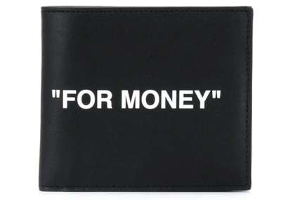 Pre-owned Off-white Printed Bi-fold Wallet (4 Card Slot) "for Money" Black/white