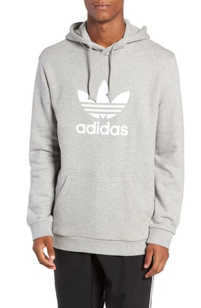 Shop Adidas Originals Trefoil Hoodie In Medium Grey Heather