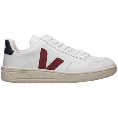 Shop Veja Men's Shoes Leather Trainers Sneakers  V-12 In White