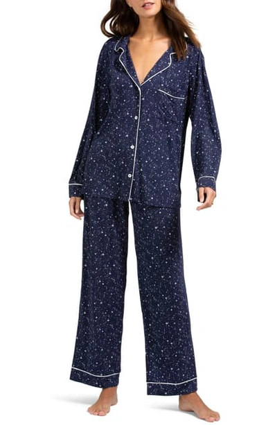 Shop Eberjey 'sleep Chic' Knit Pajamas In Sterling Dot Ivory/silver