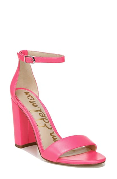 Shop Sam Edelman Yaro Ankle Strap Sandal In Electric Pink Leather