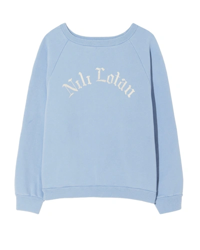 Shop Nili Lotan Printed Classic Crewneck Sweatshirt In Light Blue
