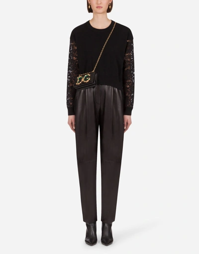 Shop Dolce & Gabbana Cashmere Sweater With Lace Sleeves