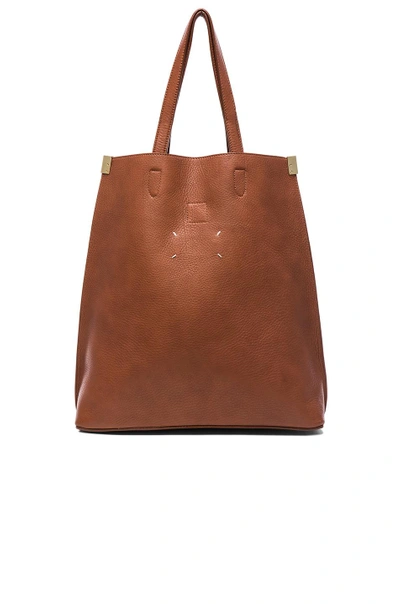 Shop Maison Margiela Leather Shopper Bag In Brandy