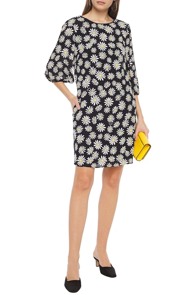 Shop Boutique Moschino Floral-print Crepe Dress In Black