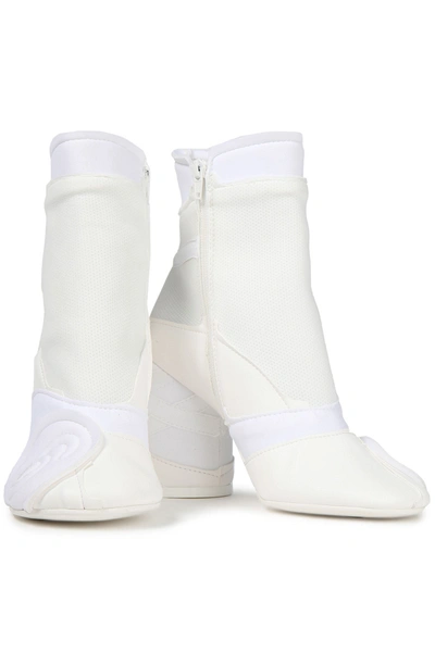 Shop Mm6 Maison Margiela Appliquéd Neoprene, Mesh And Faux  Leather Ankle Boots In White