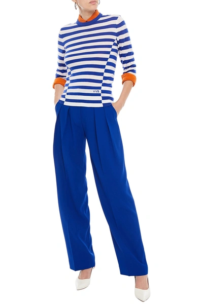 Shop Victoria Victoria Beckham Striped Wool Sweater In Royal Blue