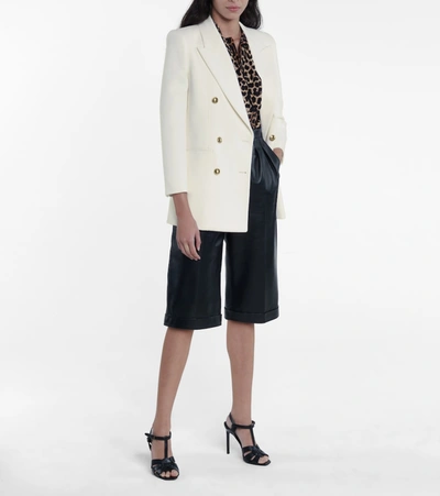 Shop Saint Laurent Double-breasted Wool And Cashmere Blazer In White