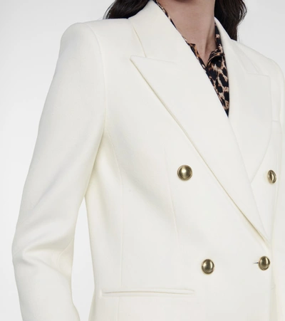 Shop Saint Laurent Double-breasted Wool And Cashmere Blazer In White