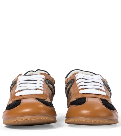 Shop Loewe Ballet Runner Leather Sneakers In Brown