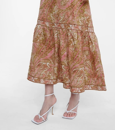 BRIGHTON涡纹图案亚麻中长半身裙