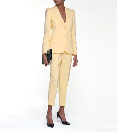 Shop Alexander Mcqueen High-rise Wool-blend Slim Pants In Yellow