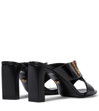 Shop Versace Virtus Leather Sandals In Black