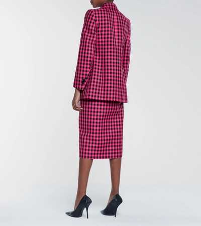 Shop Balenciaga Hourglass Checked Twill Blazer In Pink