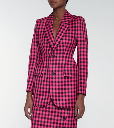 Shop Balenciaga Hourglass Checked Twill Blazer In Pink