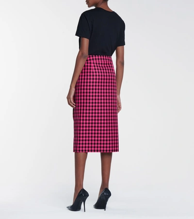 Shop Balenciaga Checked Pencil Skirt In Pink