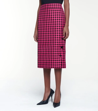 Shop Balenciaga Checked Pencil Skirt In Pink