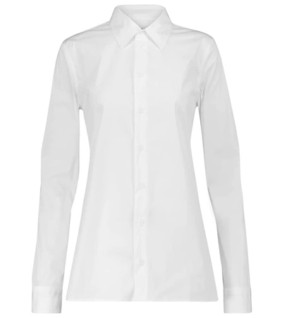 Shop Bottega Veneta Stretch Cotton-blend Shirt In White