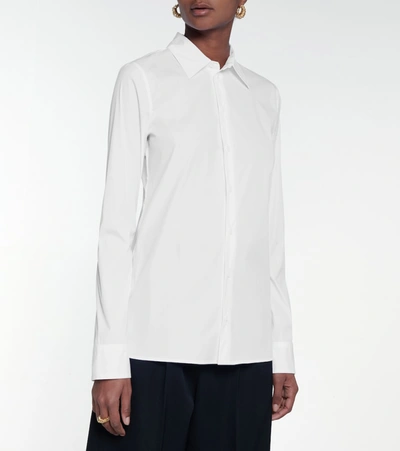 Shop Bottega Veneta Stretch Cotton-blend Shirt In White