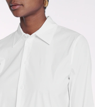 Shop Bottega Veneta Stretch Cotton-blend Shirt In White