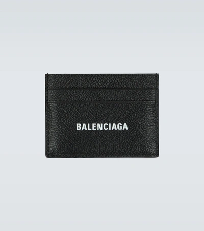 Shop Balenciaga Cash Leather Card Holder In Black