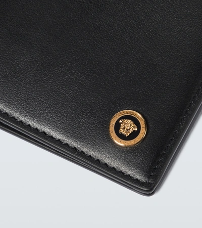 Versace Logo Baroque Leather Wallet In Black | ModeSens