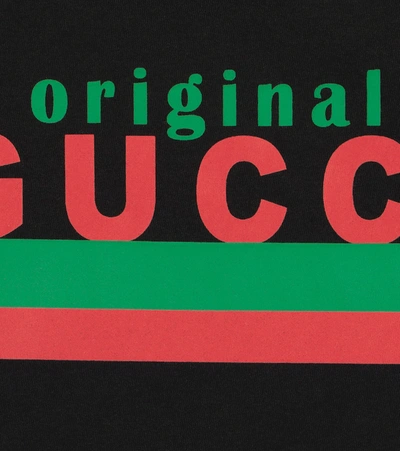 Shop Gucci Logo Cotton Jersey T-shirt In Black