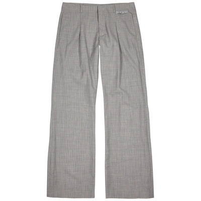 Shop Off-white Grey Straight-leg Wool Trousers