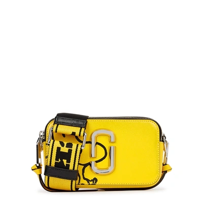 Shop Marc Jacobs X Peanuts The Snapshot Leather Cross-body Bag In Yellow