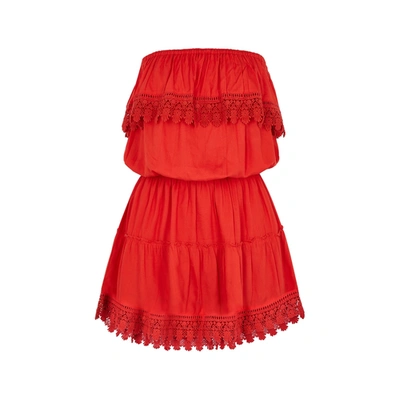 Shop Melissa Odabash Joy Red Lace-trimmed Mini Dress