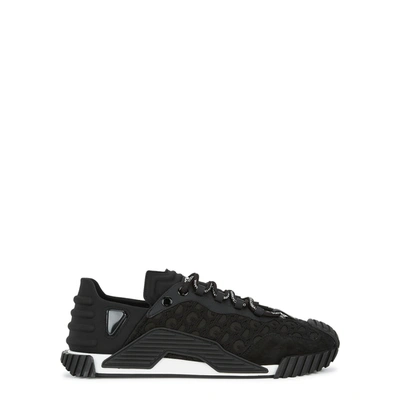 Shop Dolce & Gabbana Ns1 Black Embroidered Ripstop Sneakers