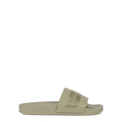 Shop Off-white Industrial Taupe Leather Sliders In Beige