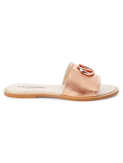 Shop Valentino By Mario Valentino Women's Bugola Leather Slides In Copper