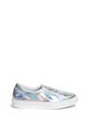 CHIARA FERRAGNI 'I Feel' Detachable Smiley Patch Holographic Leather Slip-Ons