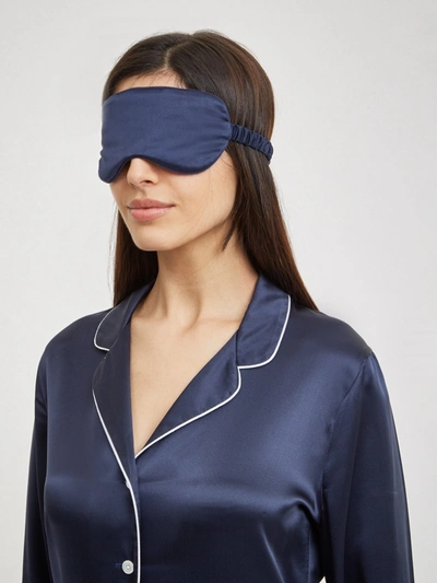 Shop Derek Rose Eye Mask Bailey Silk Satin Navy