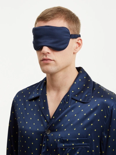 Shop Derek Rose Eye Mask Bailey Silk Satin Navy