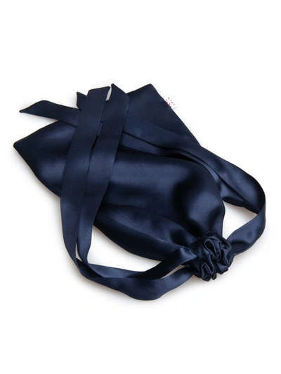 Shop Derek Rose Eye Mask Bailey Silk Satin Navy