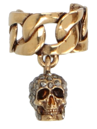 Shop Alexander Mcqueen Skull Earring In Gold