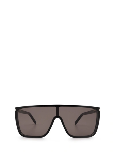 Shop Saint Laurent Sl 364 Mask Ace Black Sunglasses In 1