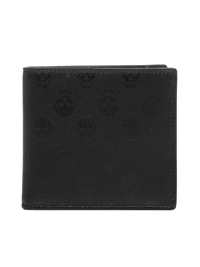 Shop Alexander Mcqueen Skull Print Leather Bifold Wallet In Black