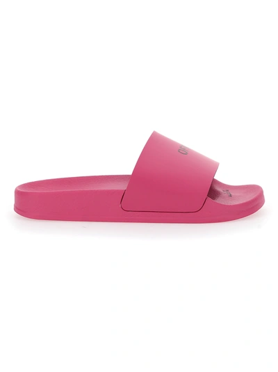 Shop Off-white Slide Sandals In Fuchsia Bl